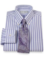 Non-Iron 2 Ply 100% Cotton Pinpoint Bengal Stripe Button Down Collar Dress Shirt ($79.50)