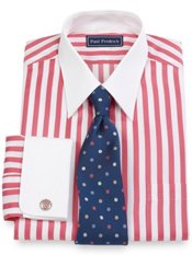 2-Ply Cotton Bold Satin Stripe Straight Collar French Cuff Dress Shirt ($69.50)