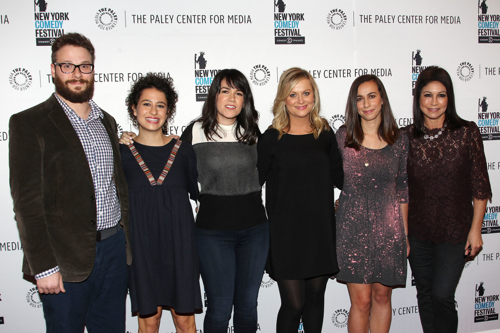 Amy Poehler, Illana Glazer and Abbi Jacobson arrive at The Paley Center for Media during New York Comedy Festival for their panel “Id Isn’t Always Pretty: An Evening with Broad City” on November 9, 2014 in New York City. Photo credit: The Paley Center for Media 