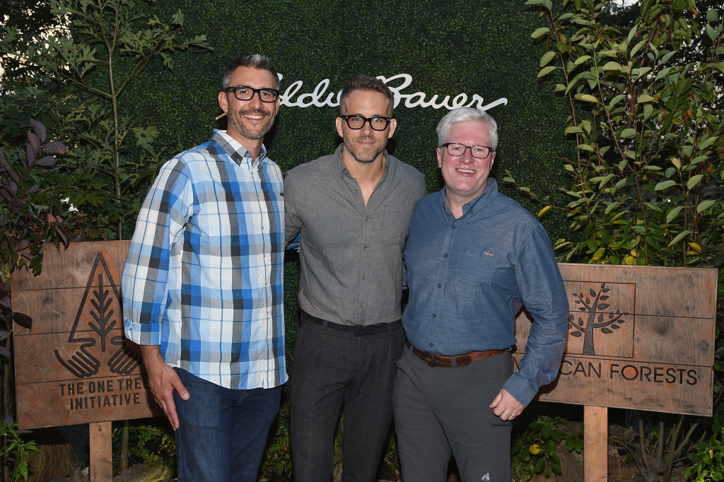 Ryan Reynolds celebrates One Tree Campaign with Eddie Bauer and American Forests on August 30, 2016 in New York City. *** Local Caption *** Ryan Reynolds
