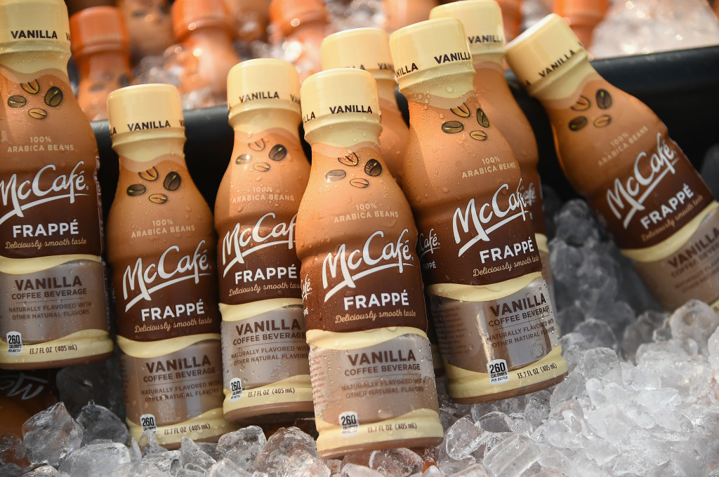 NEW YORK, NY - AUGUST 16:  Bottled McCafé Frappés are served at Summ "AHH" Friday event in New York City at Spotify's Roof Deck on Auguest 16, 2018.  (Photo by Mike Coppola/Getty Images for McCafe)