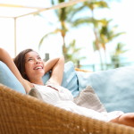 Sofa Woman relaxing enjoying luxury lifestyle